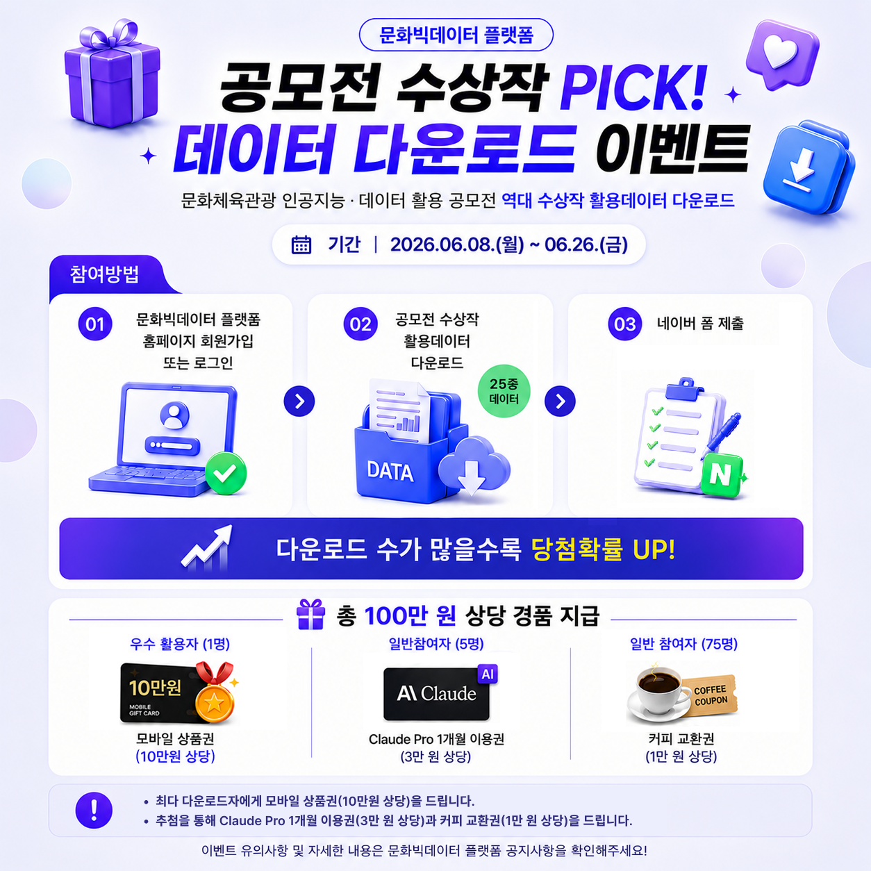 공모전 수상작 PICK! 데이터 다운로드 이벤트